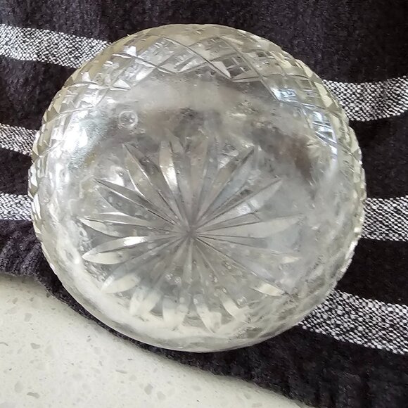 Pair of Vintage Cut Crystal Cruet with Faceted Stopper for Oil or Vinegar - Picture 6 of 9